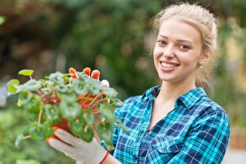 Garden maintenance crew undergoing training outdoors